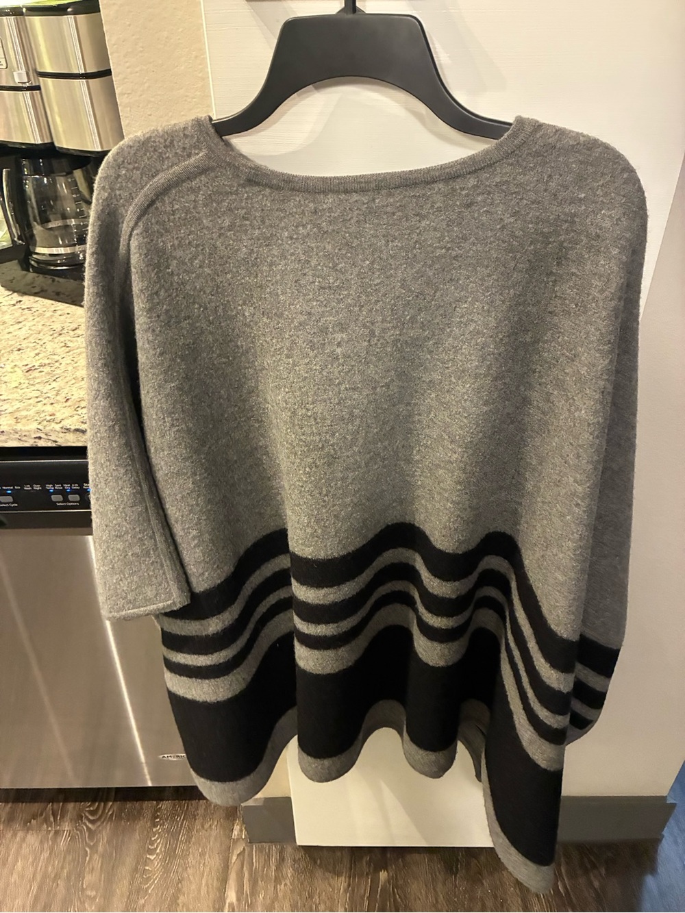 Kate Spade Gray and Black Striped Poncho Sweater - Picture 4 of 6